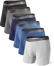 Separatec Men's Boxers Bamboo Underwear Trunks Breathable Soft Dual Pouch Fitted Underpants with Fly