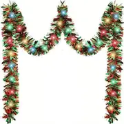 2M 20 LED Lights Christmas Tinsel Garland Christmas Tree Garland Hanging Xmas Tinsel Garland for Home Decor Colorful Light