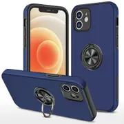iPhone 12 Compatible Case Cover With Shockproof Magnetic Ring Holder - navy
