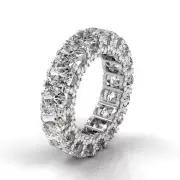 4ctw Oval Diamond U-Shape Pave Set Eternity Band 14K White Gold (F-G/VS2)
