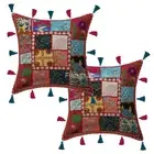 Cotton Colorful Kodi Tassels Patchwork Pillow Cases 16" Indian Cushion Cover