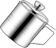 Stainless Steel Oil Strainer Pot with Fine Mesh Sieve Kitchen Oil Storage Can Grease Filtering and Residue Separation