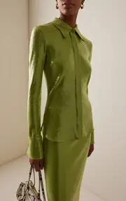 [Oscar de la Renta] Sequined Jersey Shirt