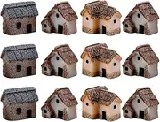 12 Pcs Cottages Dollhouse Stone House Tiny House Outdoor Decor House Decor Garden Decoration Micro Landscape House Cottage Figurines Models Ornament Mini Lawn Resin Craft