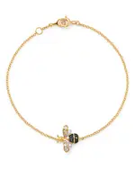 Bloomingdale's Fine Collection Black & White Diamond Bumble Bee Bracelet in 14K Yellow Gold