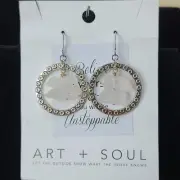 NEW ART + SOUL CRYSTAL HEALING STONE INFINITY CIRCLE HOOK PIERCED EARRINGS NWT