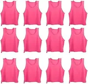 Figure Out Scrimmage Team Practice Nylon Mesh Vests Pinnies Jerseys Adult Youth Child Soccer, Basketball, Football (Pack 12)