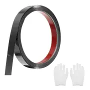 Mirrored Black Peel Stick Wall Molding Trim with Glove,0.6"x 9.8Ft