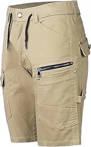 [BIG BEE] Utility Work Cargo Shorts Stretch Cotton Short Pants Belt Loops Elastic Waist