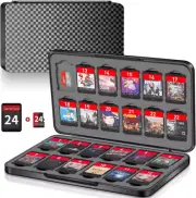 Switch Game Case Holder with 24 Cartridge Slots and 24 Micro SD Card Black