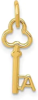 [JewelryWeb] 14ct Yellow Gold Solid Polished A Key Charm Pendant Necklace 15.53x6.88mm Wide