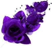 3 purple Silk Pearl & organza flower Corsages 5"x 2.5 with pearl pin