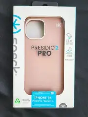 NEW Speck Presidio2 Pro Case for iPhone 15/14/13 (6.1") Dahlia Pink/TEMP GLASS