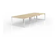 OL Anvil 6-User Double Sided Workspace Oak Top with White Frame