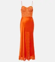 [Rebecca Vallance] Rebecca Vallance Adira lace-trimmed silk satin corset dress UK 14 orange