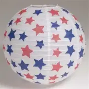 Patriotic Red and Blue Stars 12 Inch Shaped Lantern Paper Hanging Decoration