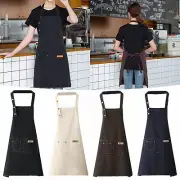 Canvas Apron Polyester Cotton Apron Cover Up for Restaurant Milk Tea Shop Work