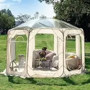 JIAN YA NA Air Tent, Pop-Up House Tent for Adults, Portable Screen Room Canopy for Patio, Backyard, Deck & Outdoor Activities