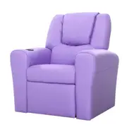 Kids Reclining Leather Armchair Couch - Purple