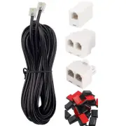 Phone Extension Cord 33 Ft Telephone Cable with Standard RJ11 Plug and Inline.