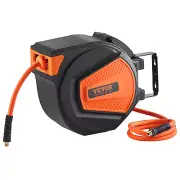 Pro Dual Arm Retractable Air Hose Reel with 3/8-Inch by 50-Feet Rubber Air Hose