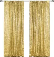 Sugargirl Gold Sequin Backdrop Curtain 2 Panels 2FTx8FT Glitter Gold Background Drapes Sparkle Photography Backdrop for Party Wedding Birthday Wall Decoration