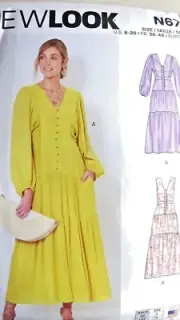 New- New Look 6718 Drop Waist Tiered Dress Sewing Pattern, Sizes 8-20