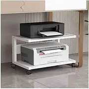 Organizer Copy Scanner All-in-One Stand Under Desk Printer Shelf File Multi-Functional Tray with Wheels(White)
