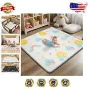 Non-Slip Baby Play Mat - Foldable Thick Foam Mat for Safe Play Anywhere, Anytime