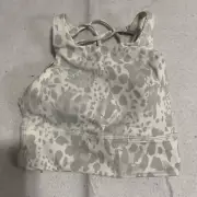 Lululemon Womens White Gray Animal Print Crossback Strap Sports Bra Size 2 Small