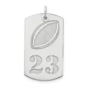 Sterling Silver Ss/Rhodium-Plated Personalized 2-Piece Football Dog Tag Charm