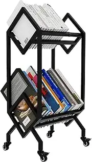 LMSNE Vinyl Record Storage Stand, Metal Display Holder, Matte Black, 80-100 LP Capacity (2 Tier)