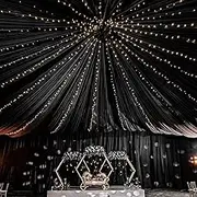 4 Panels Black Ceiling Drapes for Wedding Ceiling Drapes 5ftx20ft Wedding Arch Draping Fabric Premium Polyester Ceiling Drapery Draping Wedding Ceiling Decorations for Party Ceremony Stage Swag