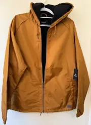Brixton Claxton Hooded Zip Jacket Men's Large Copper Lined Windbreaker NWT