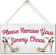 [Buslint] Please Remove Your Jimmy Choos Shabby Shoes Plaque Sign Chic Home Gift Take Off Your Shoes House Sign 12'' X 6'' (Navy-98)