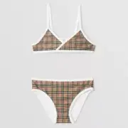 Burberry Girls Crosby Micro Vintage Archive Beige Check Two Piece Bikini Set