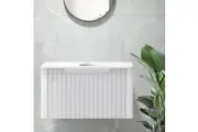 ACA Wall Hung Bathroom Vanity Cabinet Storage 76x46CM White Counter top fit Single bowl Basin Sink
