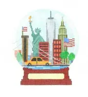 VNG / Suzie Vallerie New York City Snow Globe Handpainted Needlepoint Canvas