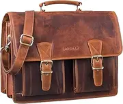 [STILORD] Jeffrey' Teacher Bag Briefcase Leather Large Vintage Leather Bag for Hanging 15.6 Inch Laptop Bag for School University Business Trolley Clip-On