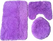 ALAGPNPMZH 3-Piece Toilet Cover Cover is Suitable for Bathroom Bath Mats, Non-Slip Carpets, Plush Bath Mats Toilet seat(Purple)