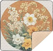 Spring Flowers Daffodils Rose Daffodils Cute Foldable Baby Gym & Activity Mat for Indoor Outdoor Waterproof Tummy Time Mat for Baby Toddler Infant, 50'' x 50''