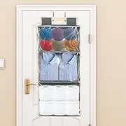 Behind Door Organizer, Over the Door Yarn Storage With 3 Compartments for Home (Gray)