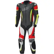 Brands Hatch Black White Red Yellow Perforated 1PC Leather Motorcycle Suit