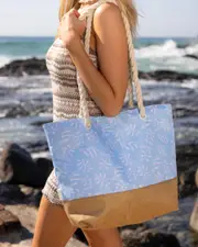 [Mooloola] Mooloola Women's Indi Beach Bag in Blue/White One Size Blue/White