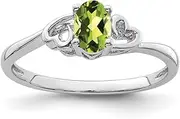 [JewelryWeb] 925 Sterling Silver Polished Peridot Ring Band Style-Ring for Women