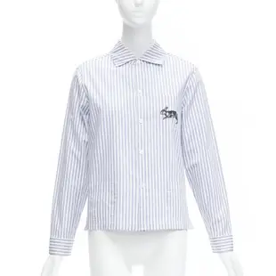 [二手] GUCCI 2017 rabbit print blue white striped cotton pyjama dress shirt IT44 L