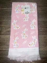 Town & Country Kitchen Towels Pink Set Of 2 Cotton Floral Bunny Knit Fabric
