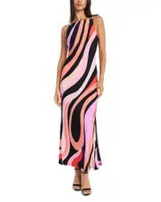 Donna Morgan Printed Straight Neck Maxi Dress