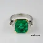 2.70CT Asscher Cut Real Emerald 14K Two-Tone Gold Finish Engagement Jewelry Ring
