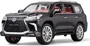 [OANMYJJO] Toy Cars Lexus 570 Boys Big Off-Road SUV Model Car，1/24 Diecast Metal Car Toys ，with Lights Sound and Pull Back Toy Car，Toy Cars for Boys Age 4-7（Black）